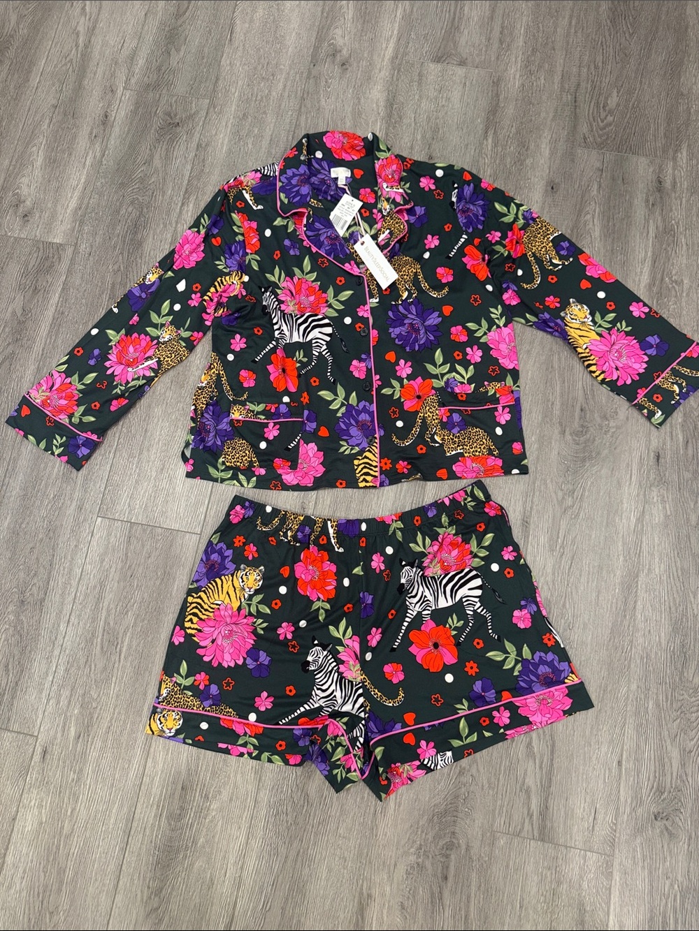 🆕 Beauty Sleep Social pop jungle 
Floral & Animal Print Pajama Set - Size XXL m1